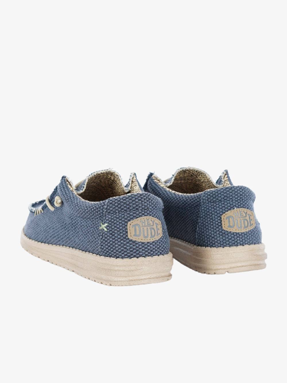 HEY DUDE Mocassini Uomo Tessuto Blu Intrecciato Wally Braided Negozi Online