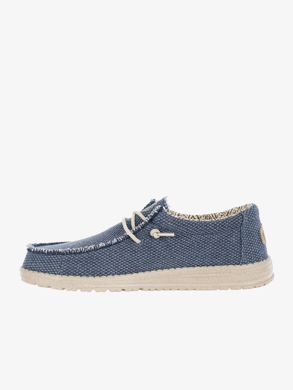 HEY DUDE Mocassini Uomo Tessuto Blu Intrecciato Wally Braided Negozi Online