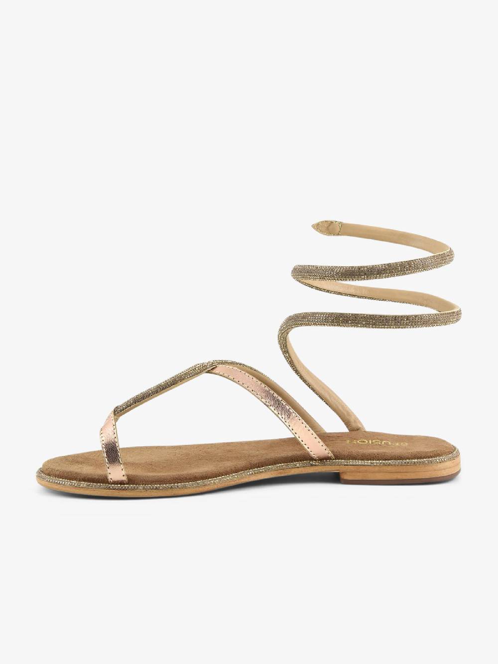 CB FUSION Sandali bassi Wrap up con strass CBF.R224019 donna pelle oro In Saldo