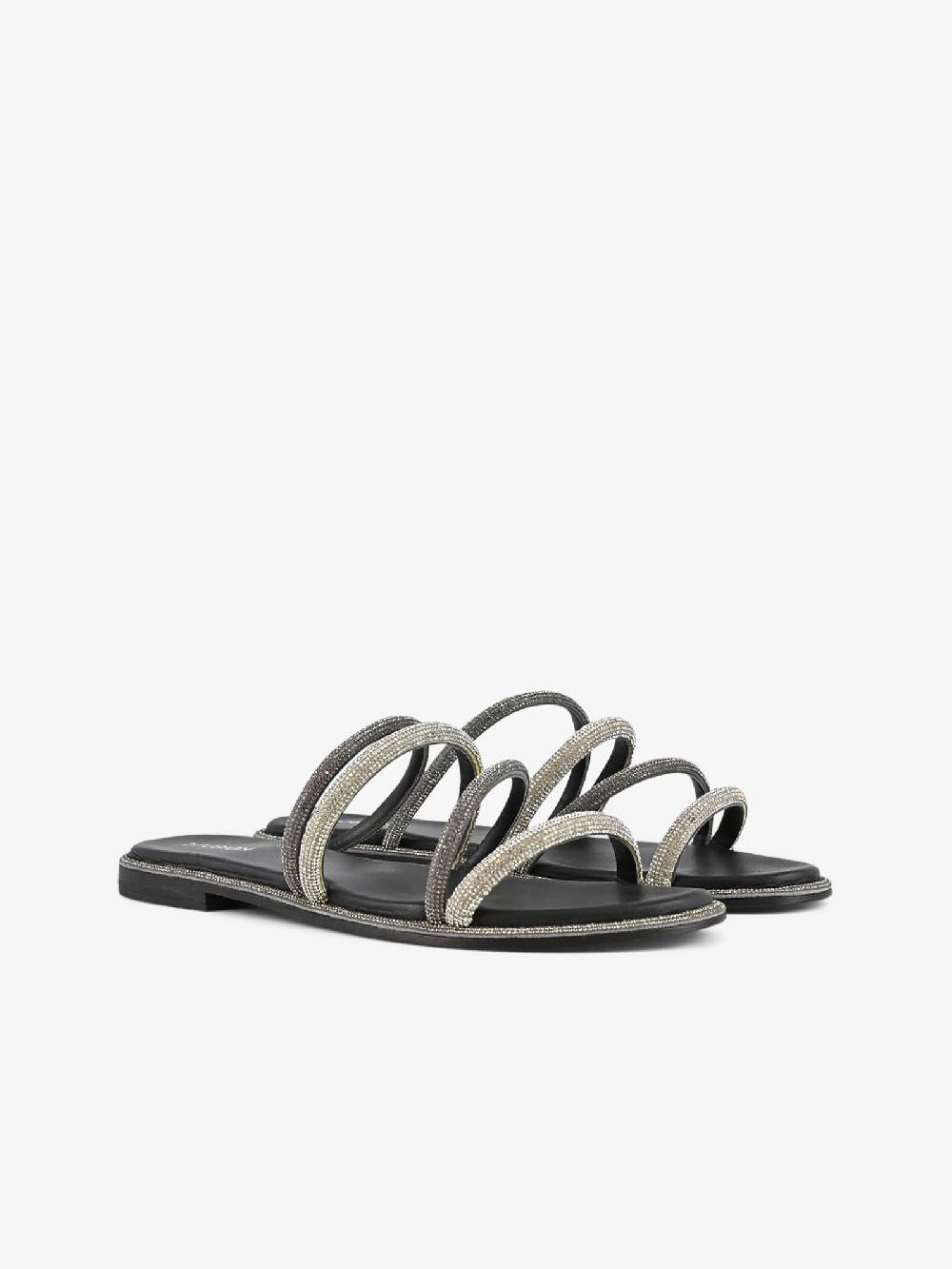 CB FUSION Sandali bassi con fasce strass CBF.R224010 donna pelle grigio Italia
