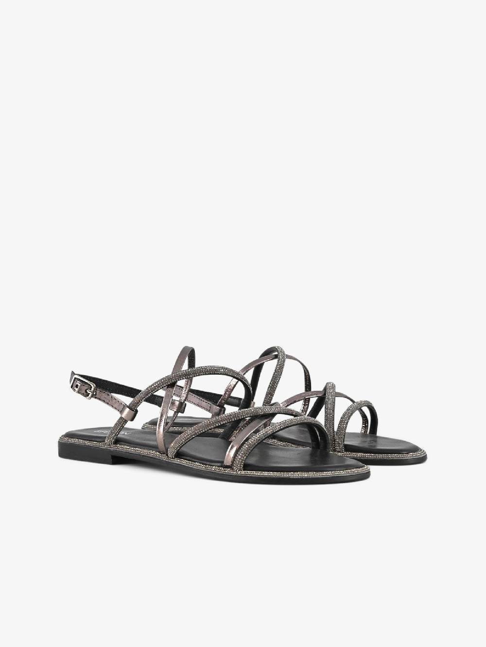CB FUSION Sandali bassi con cinturino mix con strass CBF.R224007 donna pelle grigio Qualità