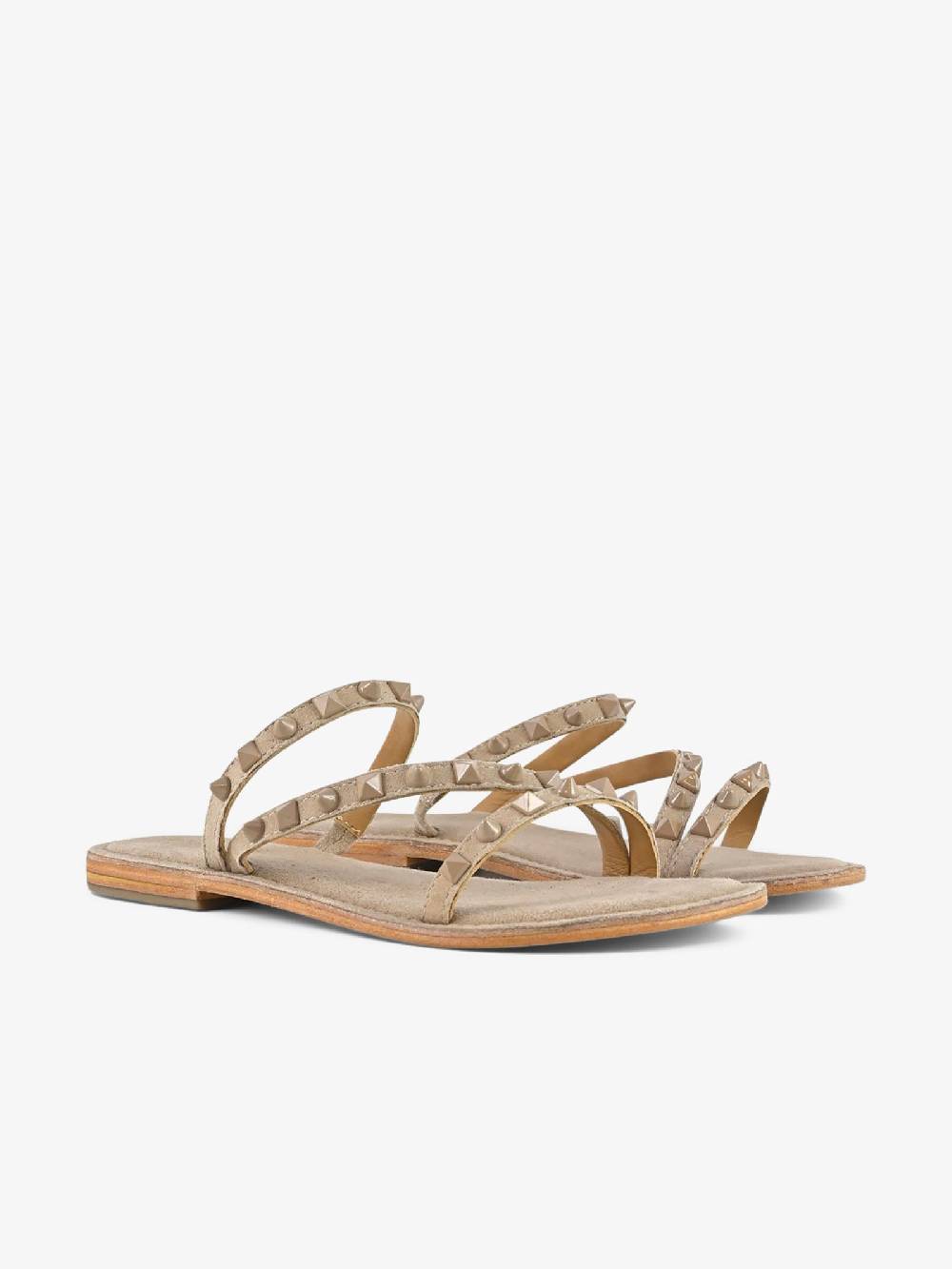 CB FUSION Sandali bassi con fascie e borchie piramidali CBF.R224004 donna pelle beige Promozione