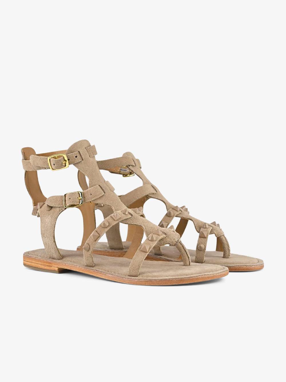 CB FUSION Sandali bassi gladiatore borchie piramidali CBF.R224001 donna pelle beige Pezzi Unici