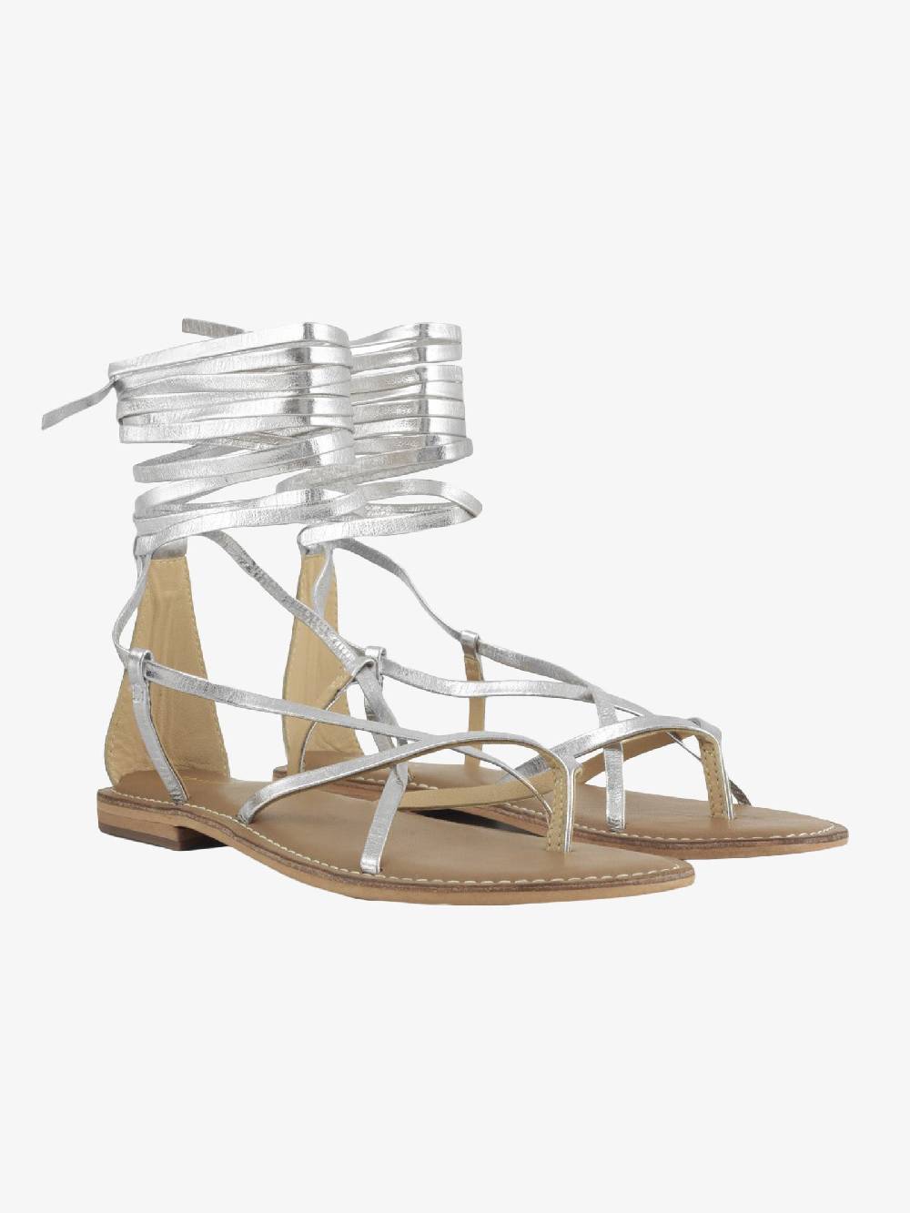 CB FUSION Sandali bassi argento donna con lacci in pelle Negozi Online