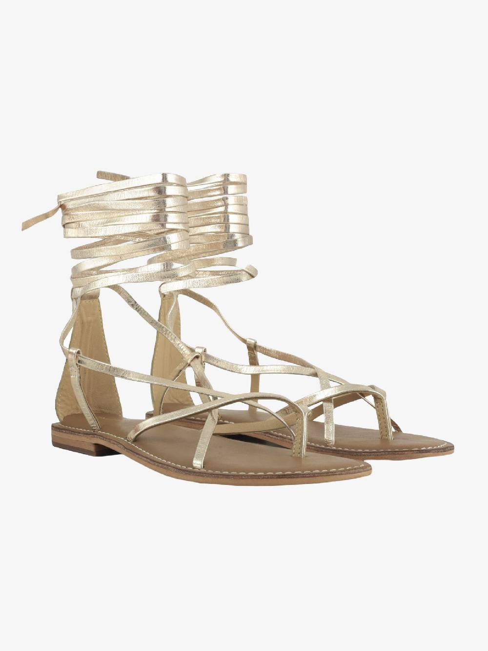 CB FUSION Sandali bassi oro donna con lacci in pelle Acquista Ora