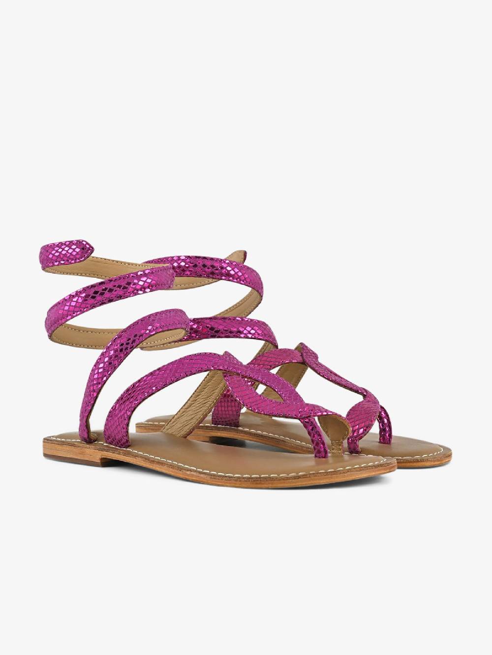 CB FUSION Sandali bassi wrap up laminato CBF.R217037 donna pelle fucsia Consegna Veloce