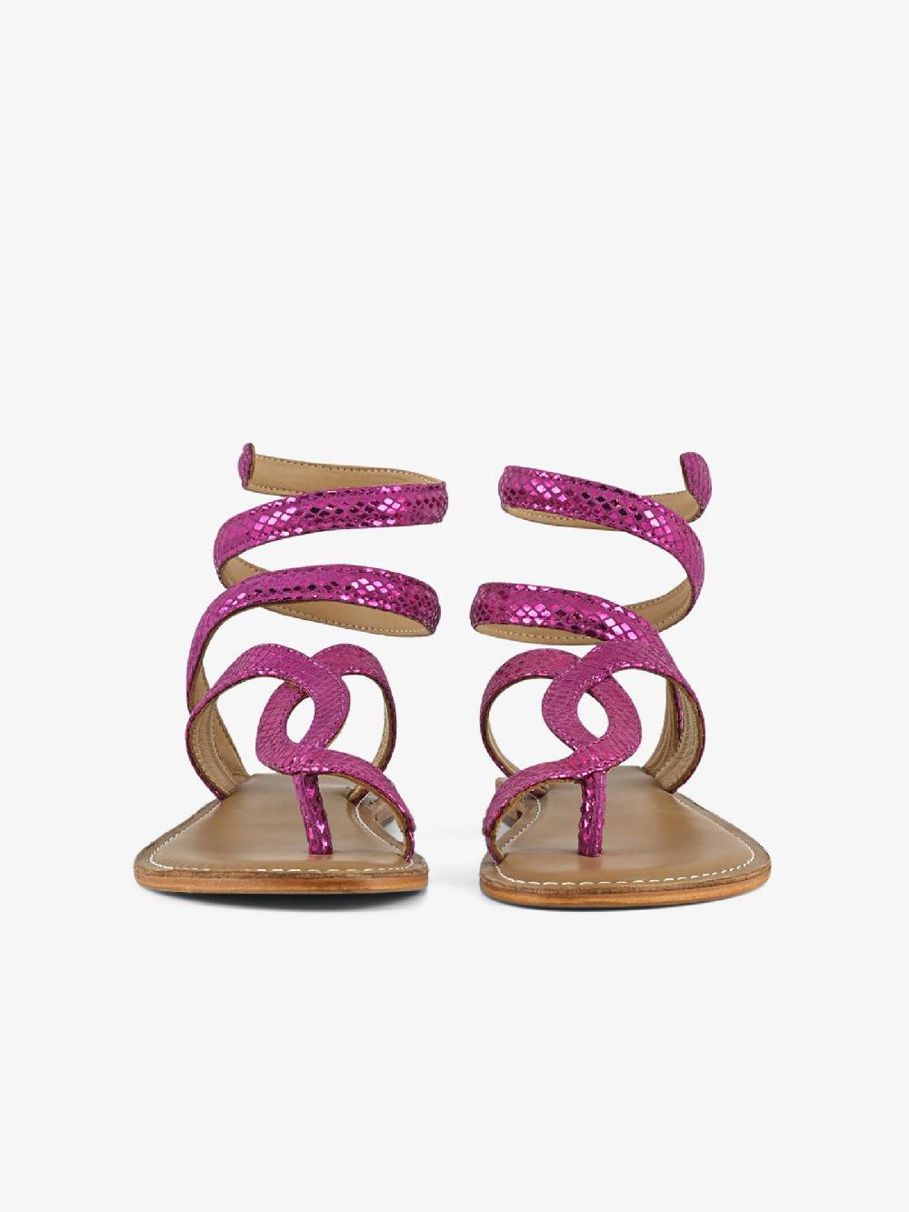 CB FUSION Sandali bassi wrap up laminato CBF.R217037 donna pelle fucsia Consegna Veloce