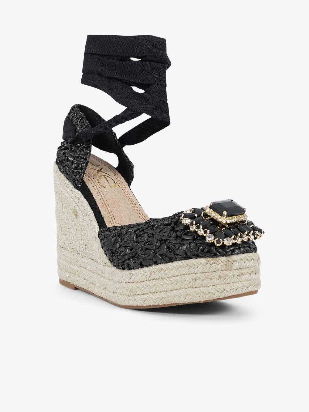 EXE' Espadrillas 23105-23 donna rafia nero Vendite Flash
