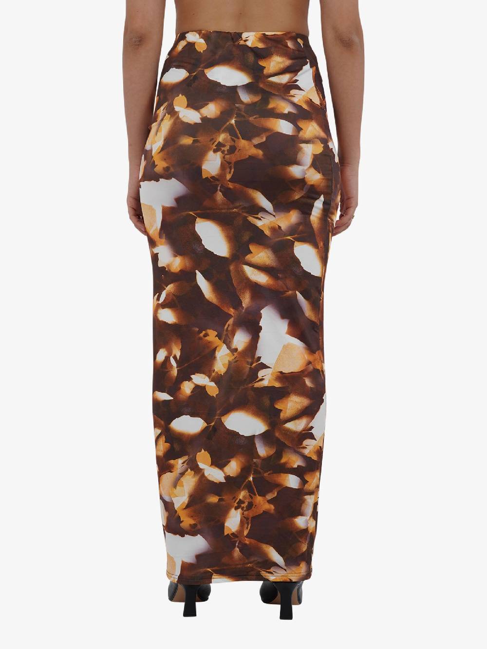 GLAMOROUS Gonna lunga taglio sbiego CK7512 donna marrone Offerta natalizia