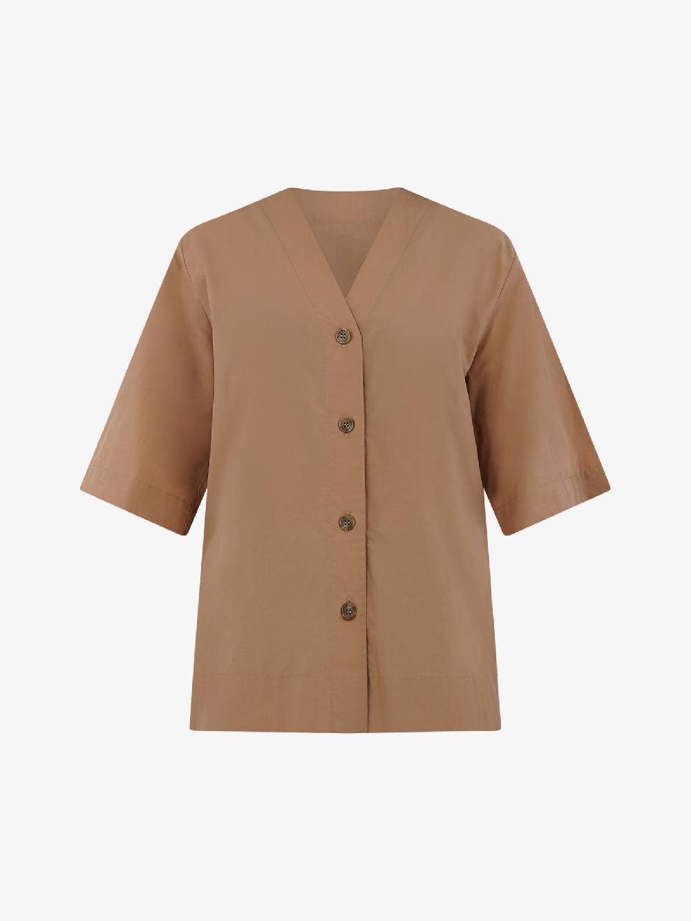 OTTOD'AME Camicia in popeline con mezza manica PCH_DC4940 donna cotone marrone Offerta Giorno del Papà