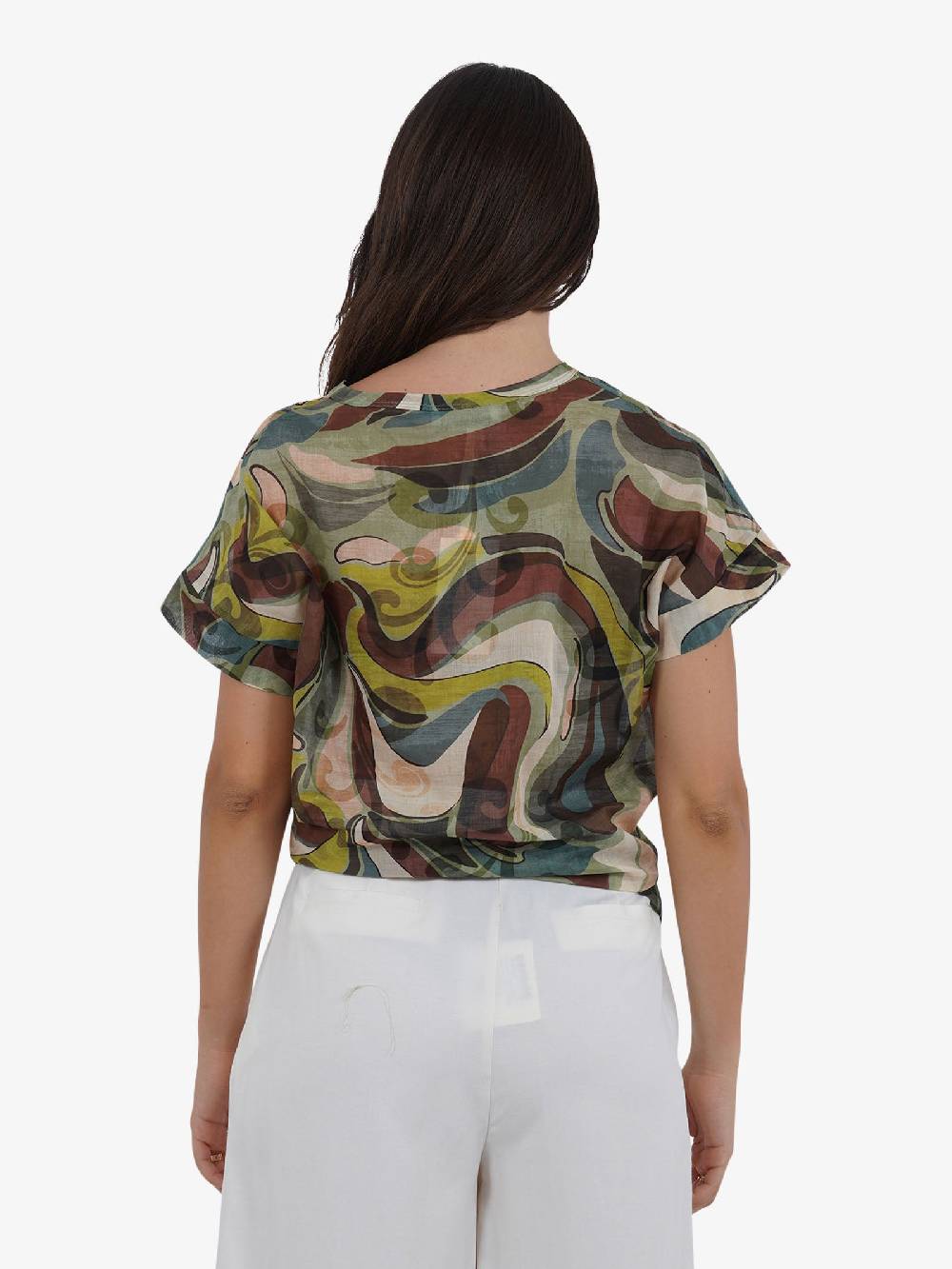 HAVE ONE Camicia a stampa CFL-L162 donna cotone verde Offerta San Valentino