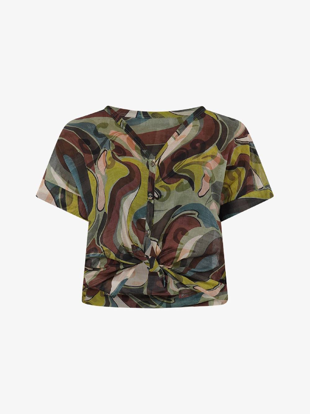 HAVE ONE Camicia a stampa CFL-L162 donna cotone verde Offerta San Valentino