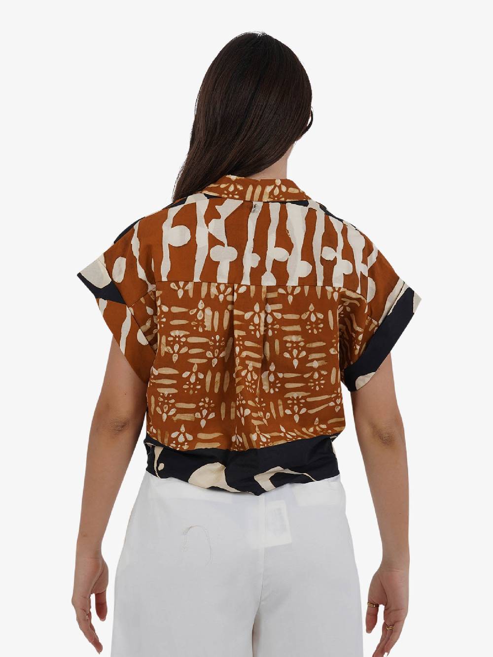 DIXIE Camicia fantasia geometrica CEGOUXV donna cotone marrone Offerta Anniversario