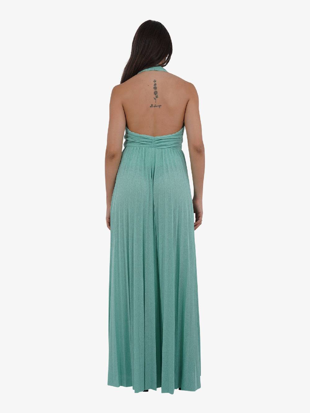 VICOLO Abito lungo scollo a V TB2183 donna verde Smaltimento dello stoccaggio