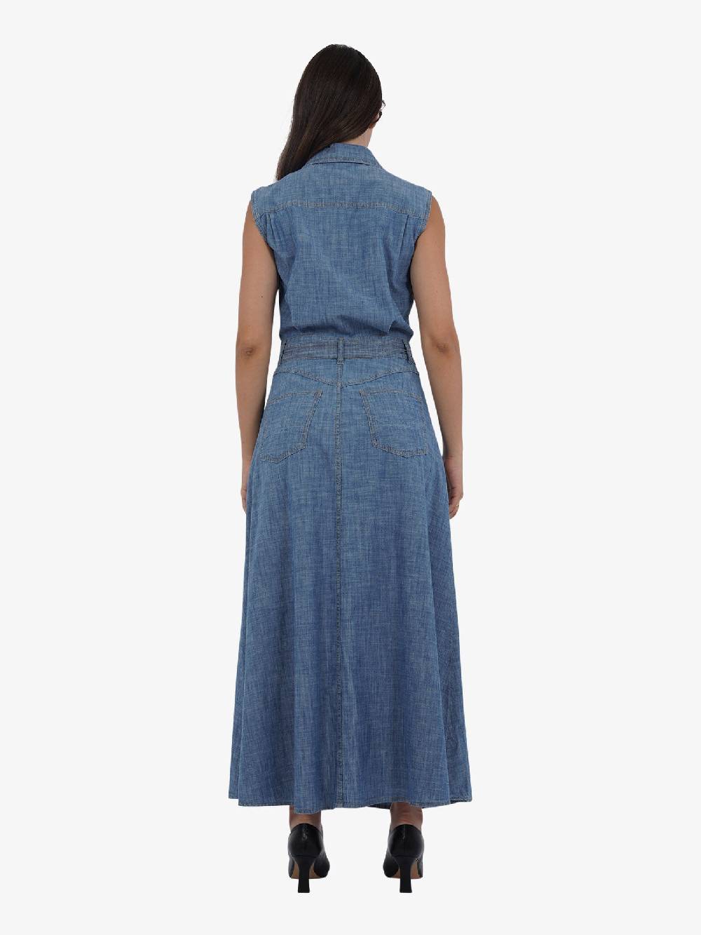 SEMICOUTURE Abito lungo con cintura in chambray S4SY16 donna cotone denim Offerta migliore