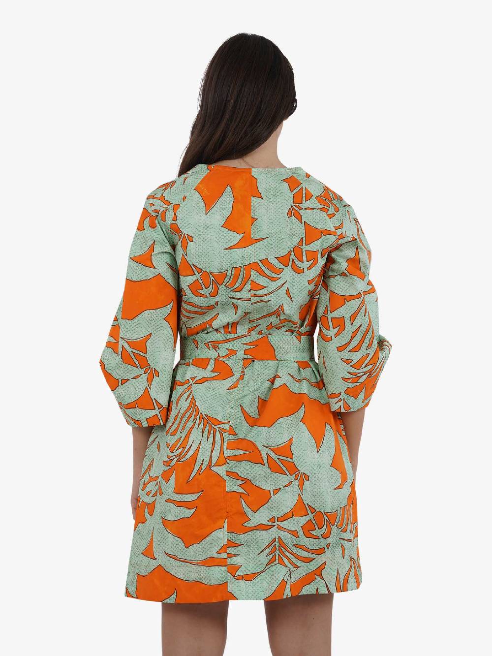 OTTOD'AME Abito corto con stampa GUY_DA5051 donna cotone verde Offerta temporanea