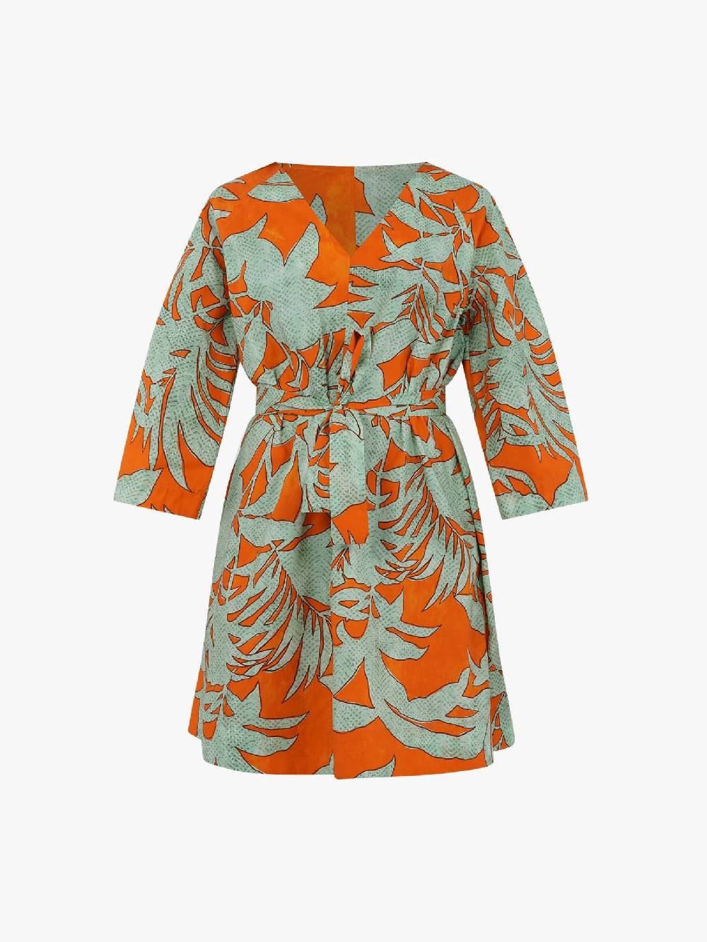 OTTOD'AME Abito corto con stampa GUY_DA5051 donna cotone verde Offerta temporanea