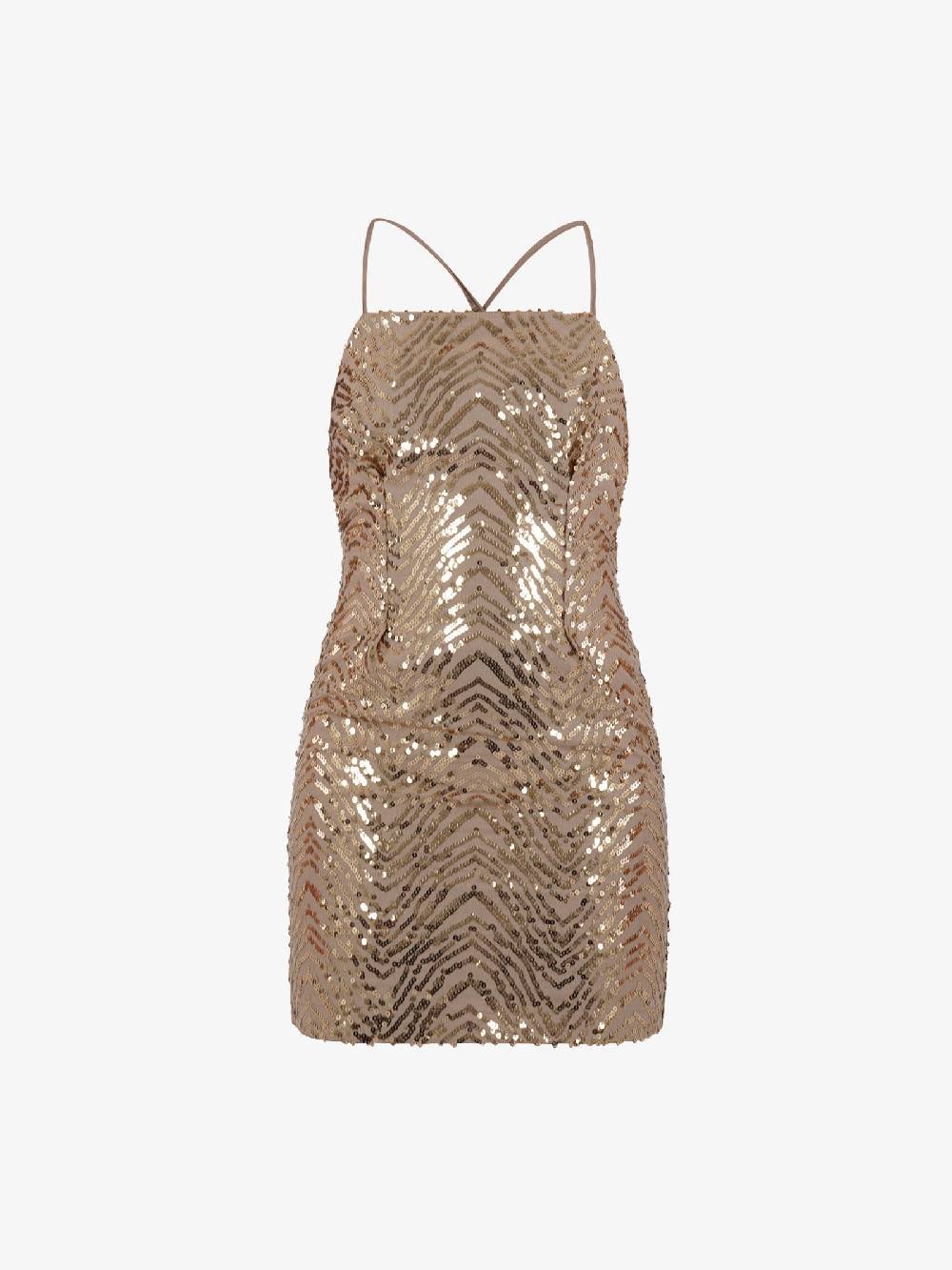 HAVE ONE Abito midi con pailletters AVS-L086 donna viscosa beige Offerte esclusive