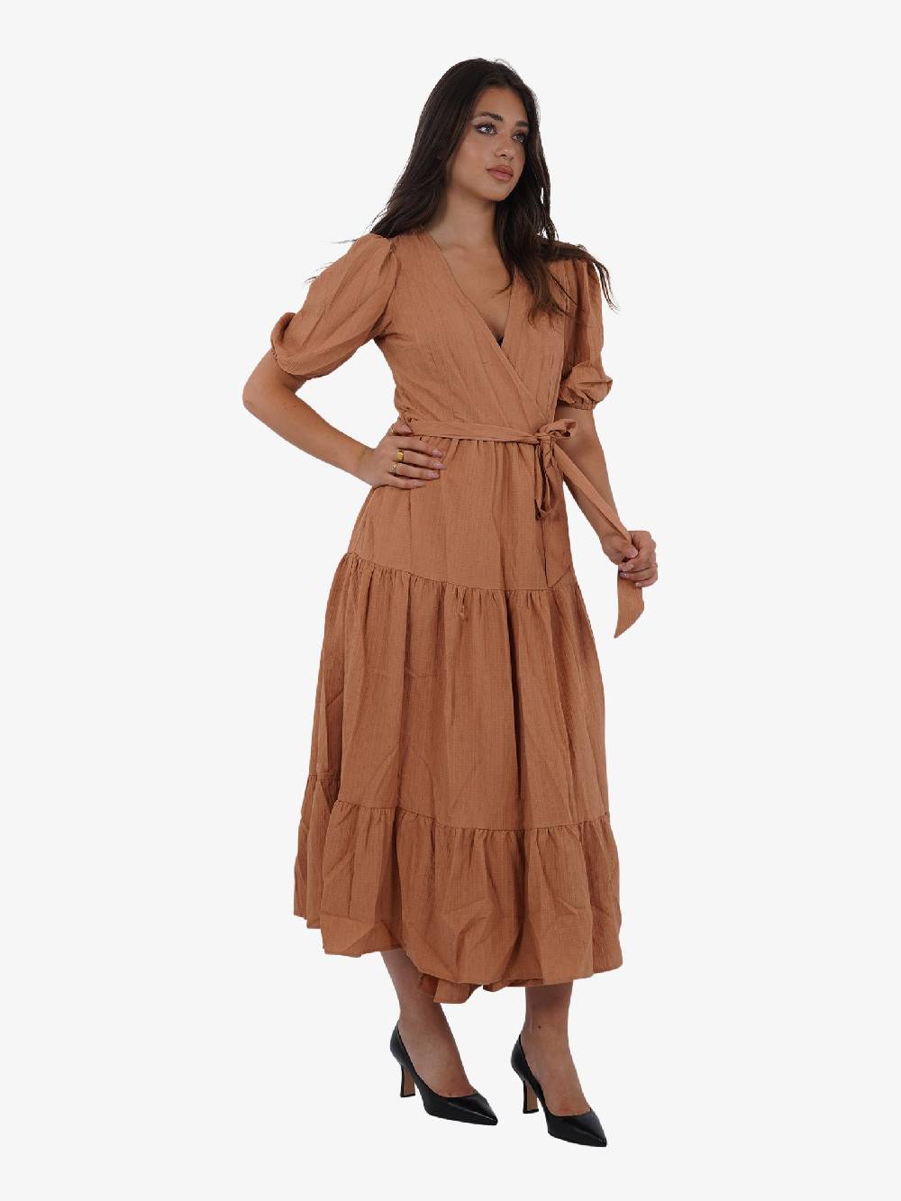 GLAMOROUS Abito lungo a strati CK7340 donna viscosa marrone Grandi sconti