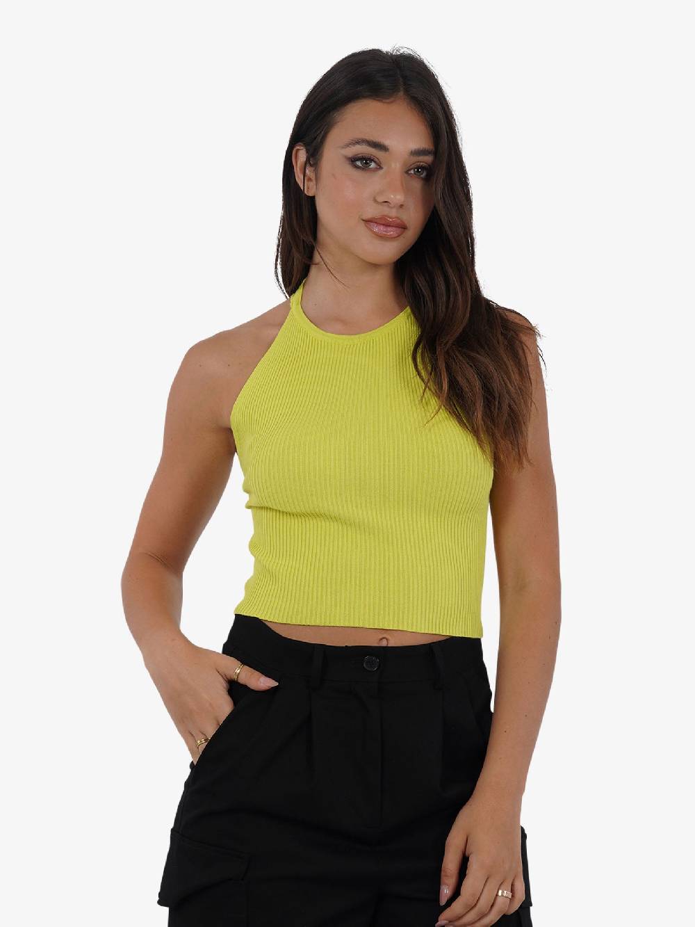 VICOLO Top scollo all'americana 22063B donna viscosa verde Offerte stagionali