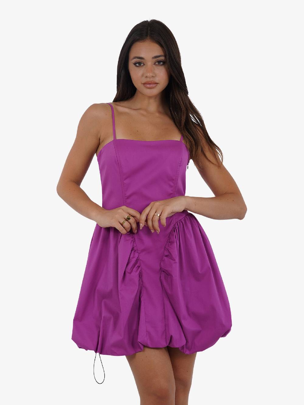 JIJIL Abito midi con arricciatura AB117 donna cotone fucsia Offerte giornaliere
