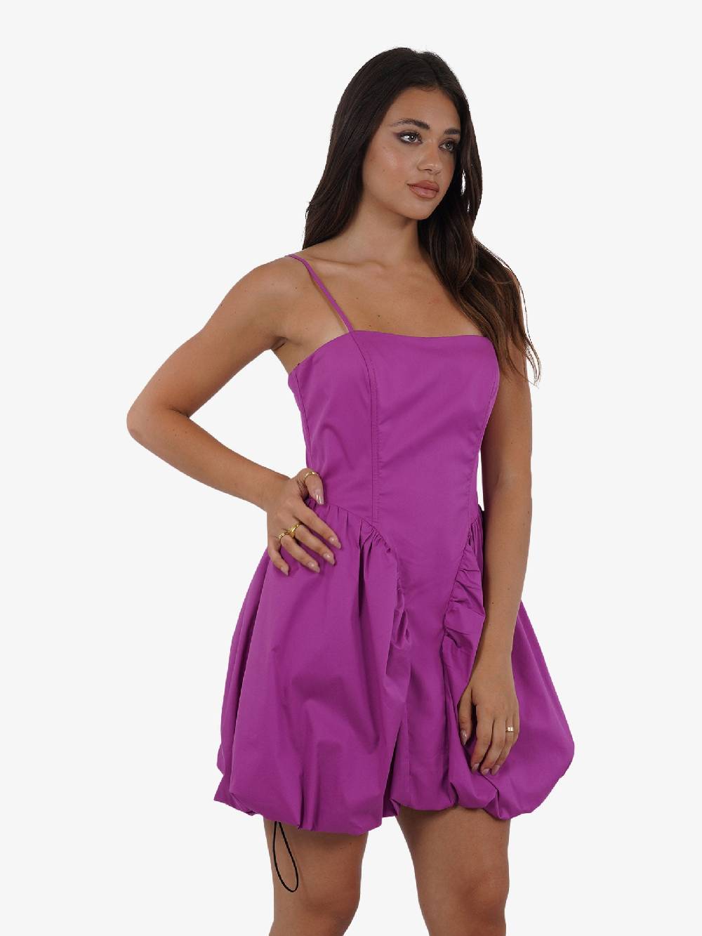 JIJIL Abito midi con arricciatura AB117 donna cotone fucsia Offerte giornaliere