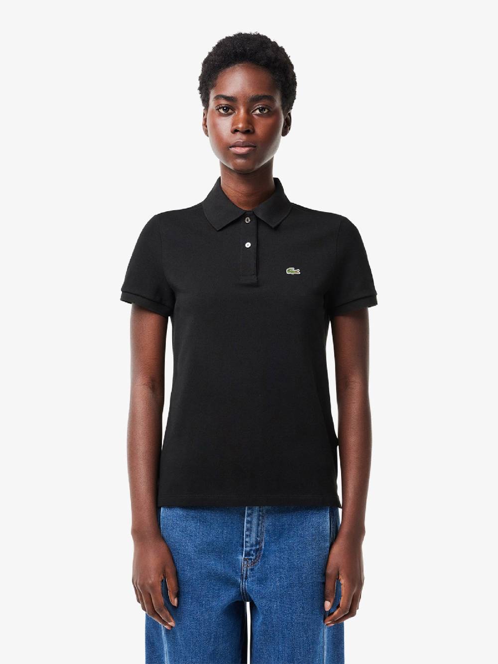 LACOSTE Polo in petite piquè di morbito cotone PF7839 donna nero Offerte speciali