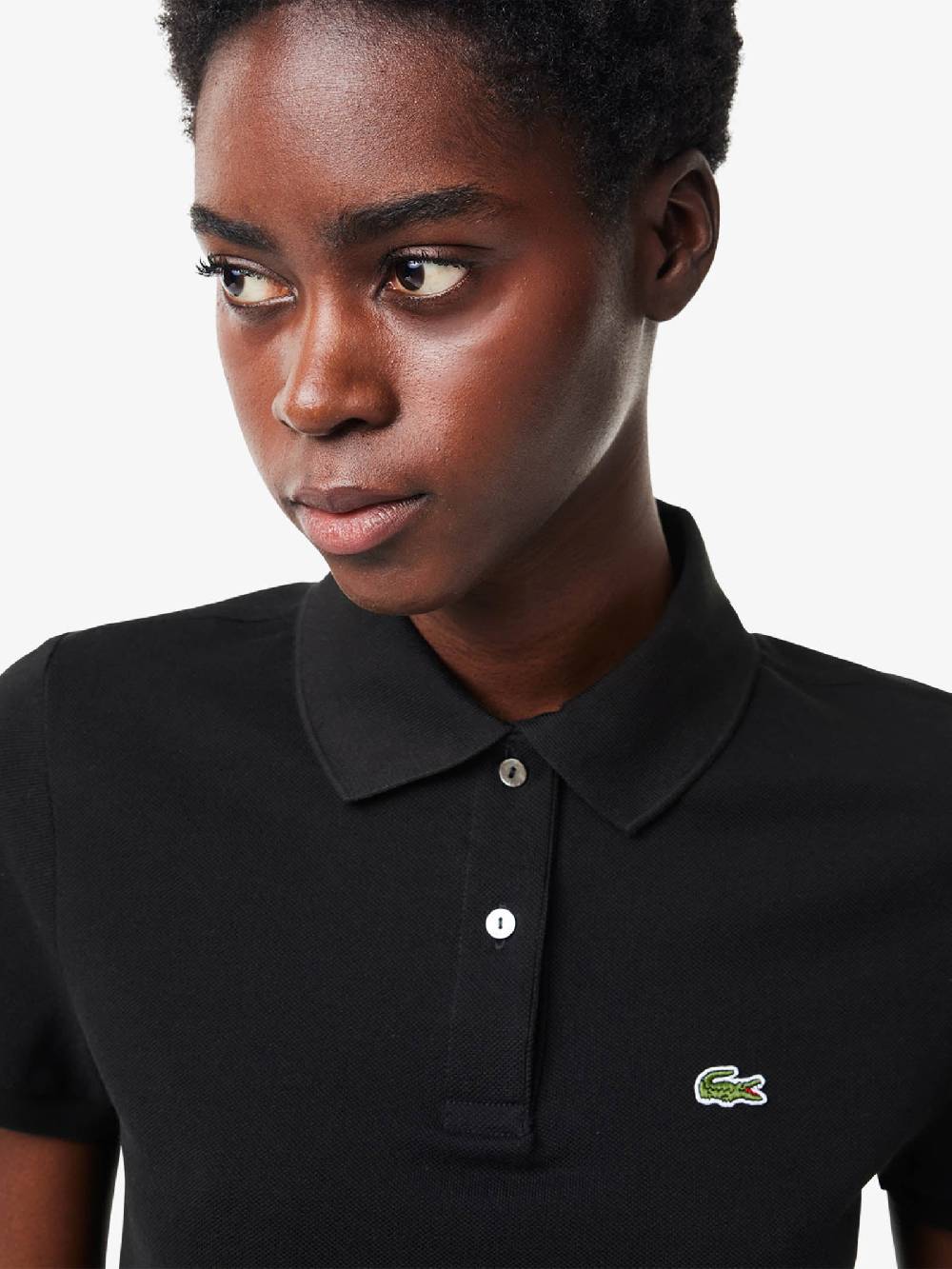 LACOSTE Polo in petite piquè di morbito cotone PF7839 donna nero Offerte speciali
