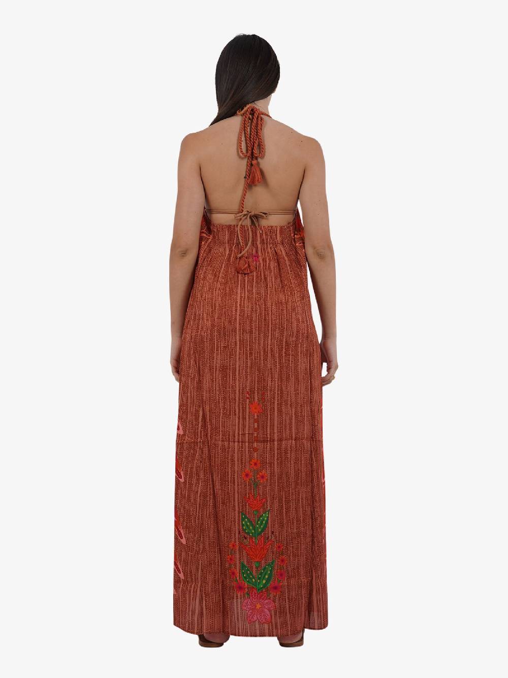 PIN UP Copricostume abito lungo aperto stampa wingsPE130A donna viscosa marrone Ritorno libero