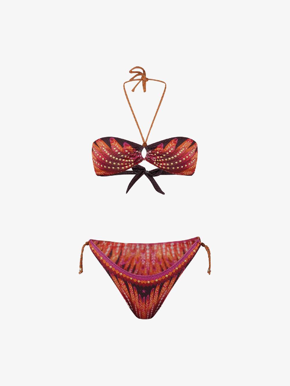 PIN UP Costume da bagno bikini fascia con borchie stampa wingsPE031CF donna marrone Ultimi tre giorni