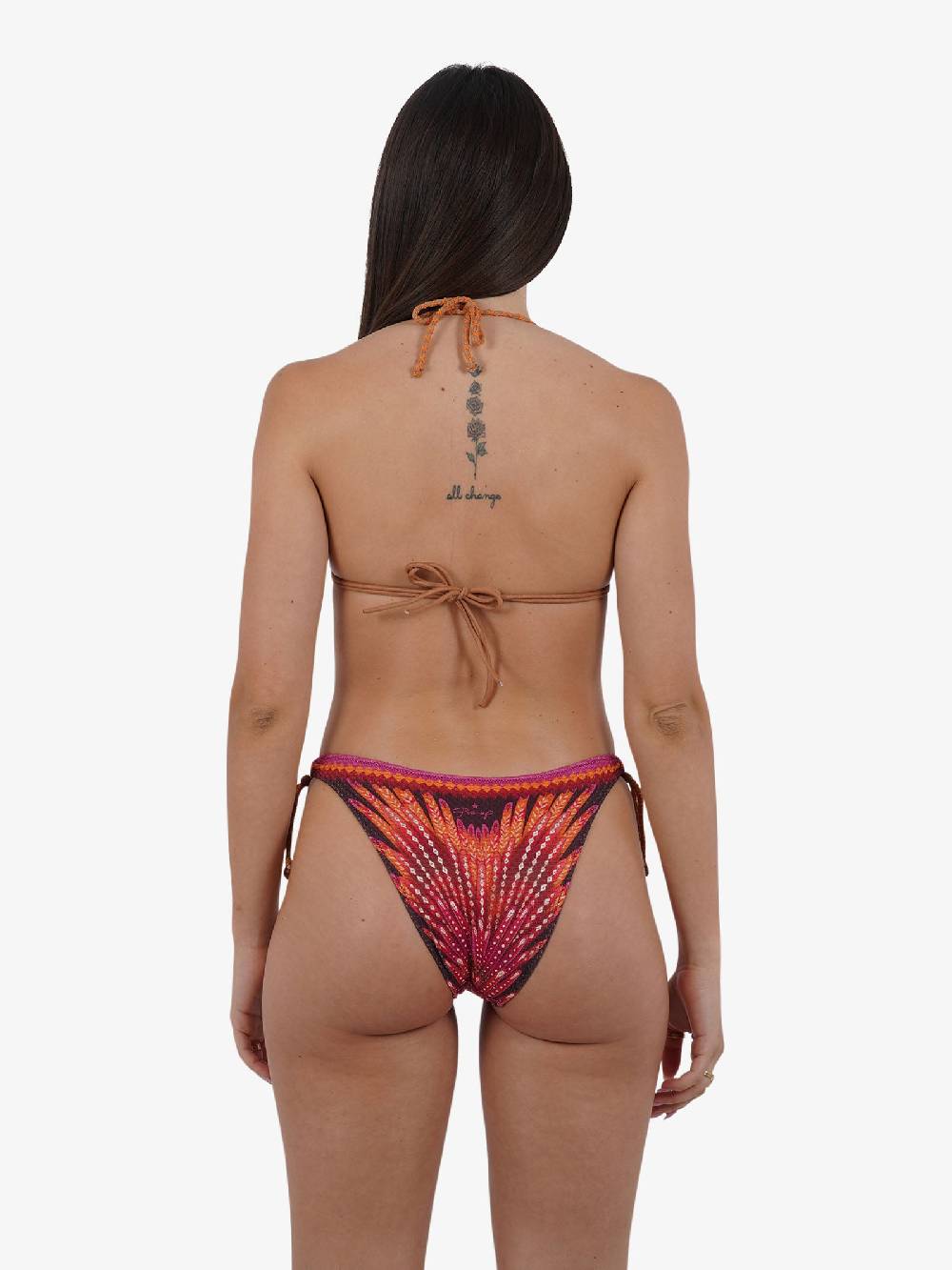 PIN UP Costume da bagno bikini triangolo con borchie stampa wingsPE030F donna marrone ACQUISTA ORA