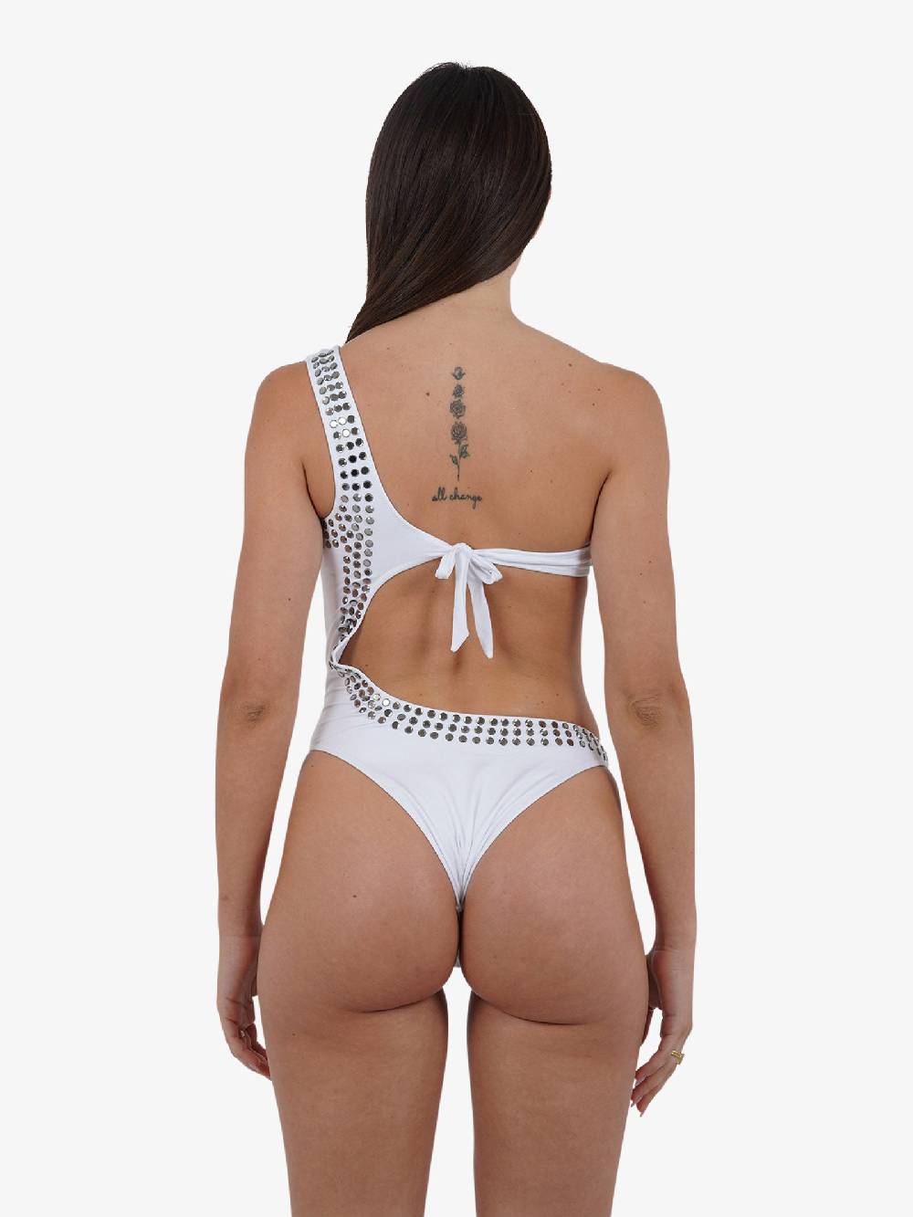 PIN UP Costume da bagno intero monospalla con cristalli PE022I donna bianco Latest stili