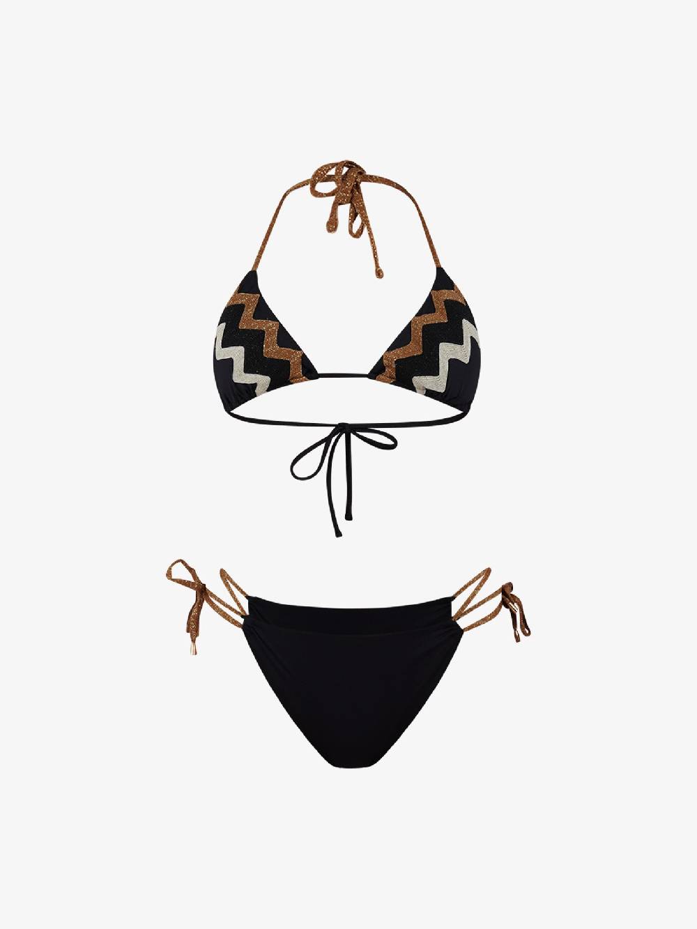 MISS BIKINI Costume da bagno bikini triangolo con inserti zig zag V4147S donna nero Fino al 50% di sconto