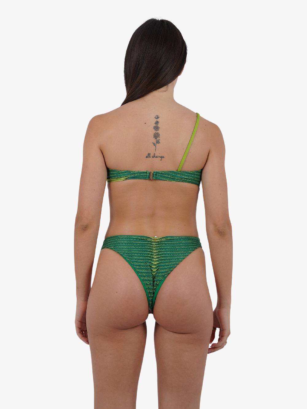 MISS BIKINI Costume da bagno bikini a fascia monospalla ondina con palline V4094S donna verde Sostegno trimestrale
