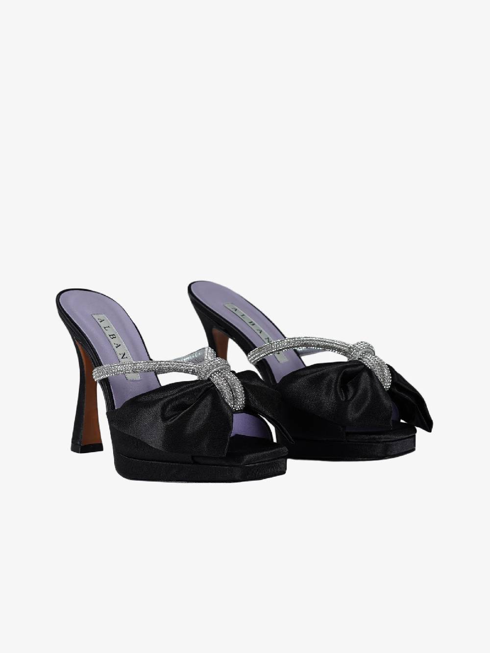 ALBANO Sandali sabot 3271 Raso Nero donna con strass 50% di sconto con spedizione gratuita