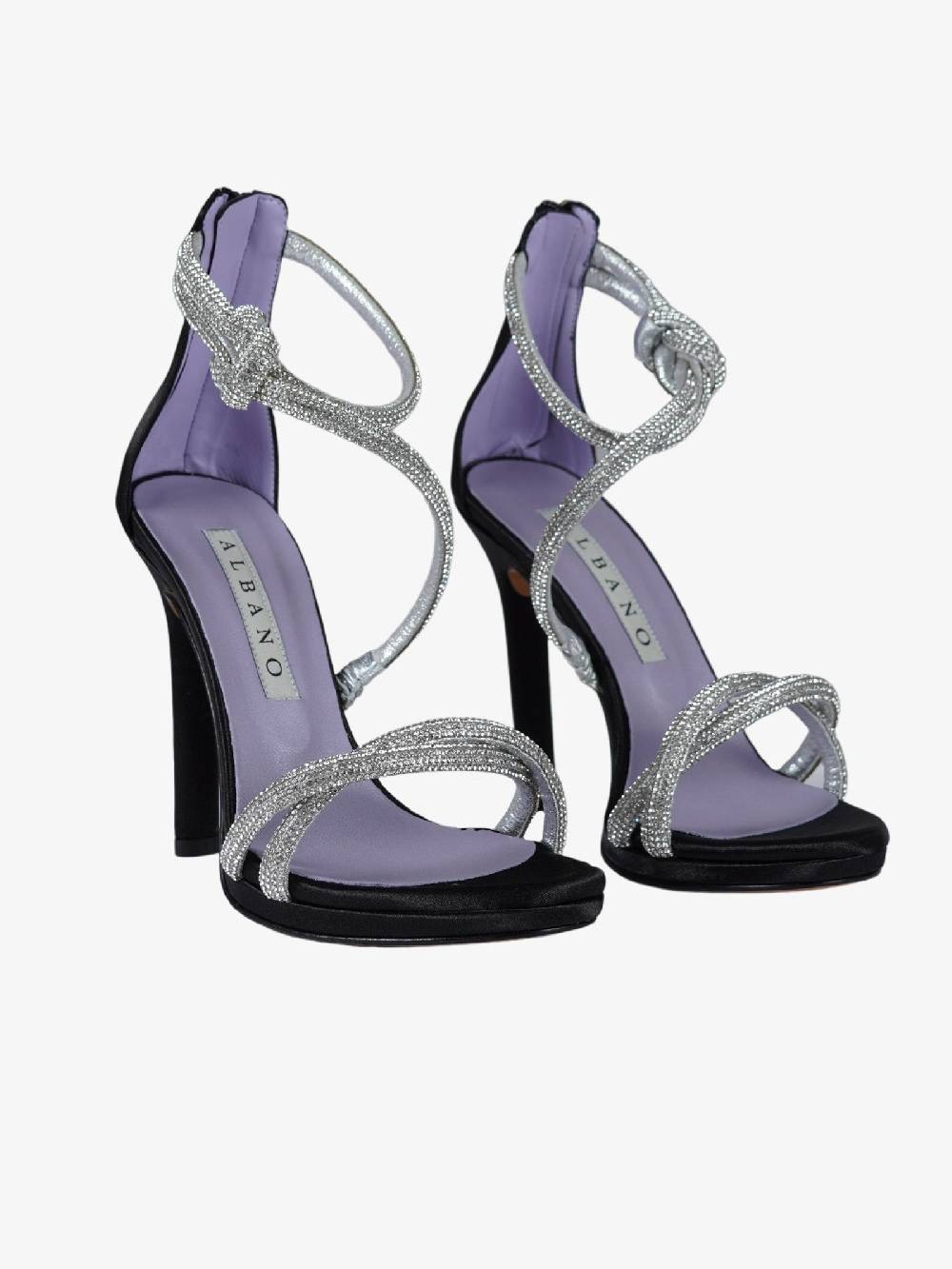 ALBANO Sandali 3244 Raso Nero donna con strass Esporta salva