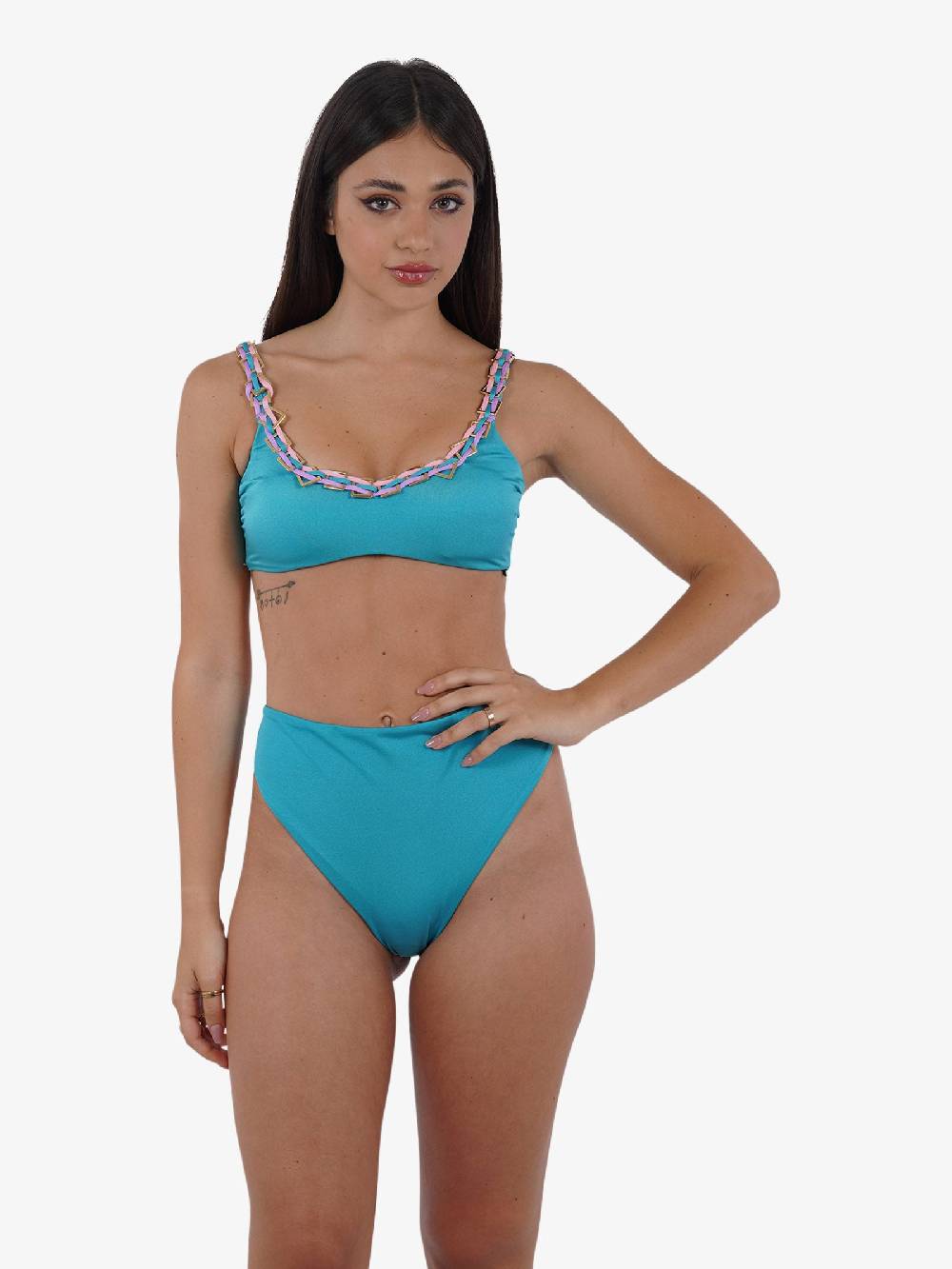 DISTRICT BY MARGHERITA MAZZEI Costume da bagno slip coulotte 4FQ26 donna azzurro Sconto