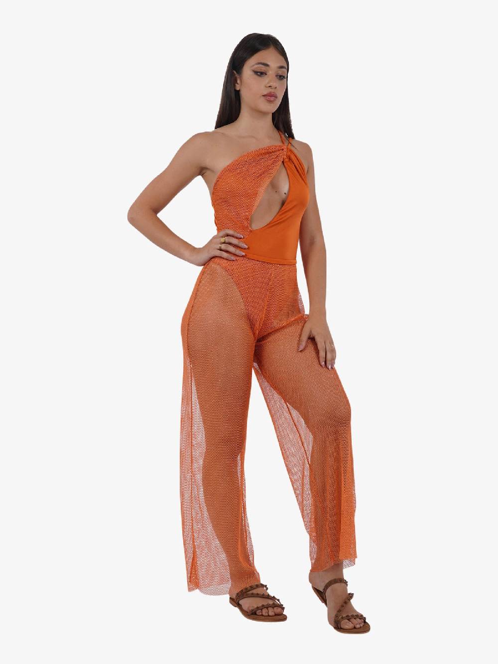 COTAZUR Copricostume pantalone micro rete CTZ02066 donna arancione In Vendita