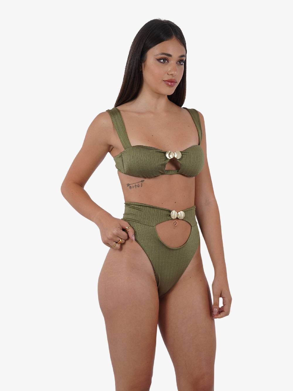 COTAZUR Costume da bagno bikini fascia conchiglia CTZ01428 donna verde Vendita Calda