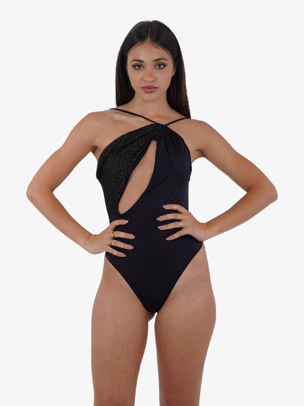COTAZUR Costume da bagno intero microrete CTZ01425 donna nero Saldi Di Fabbrica