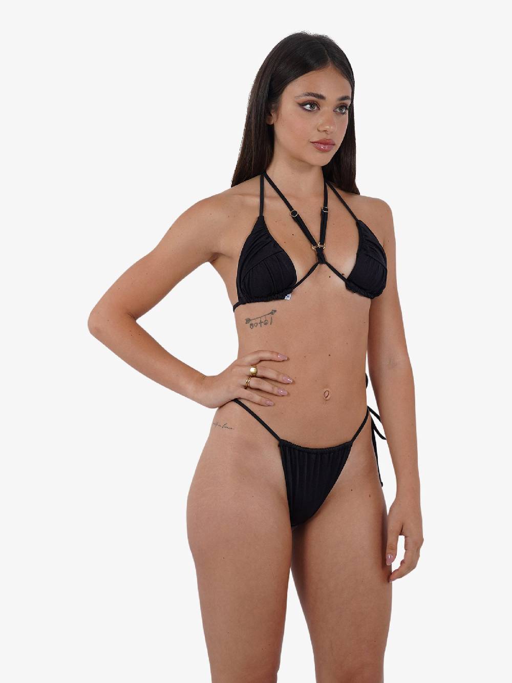 COTAZUR Costume da bagno triangolo drappeggio CTZ01358 donna nero Nuova