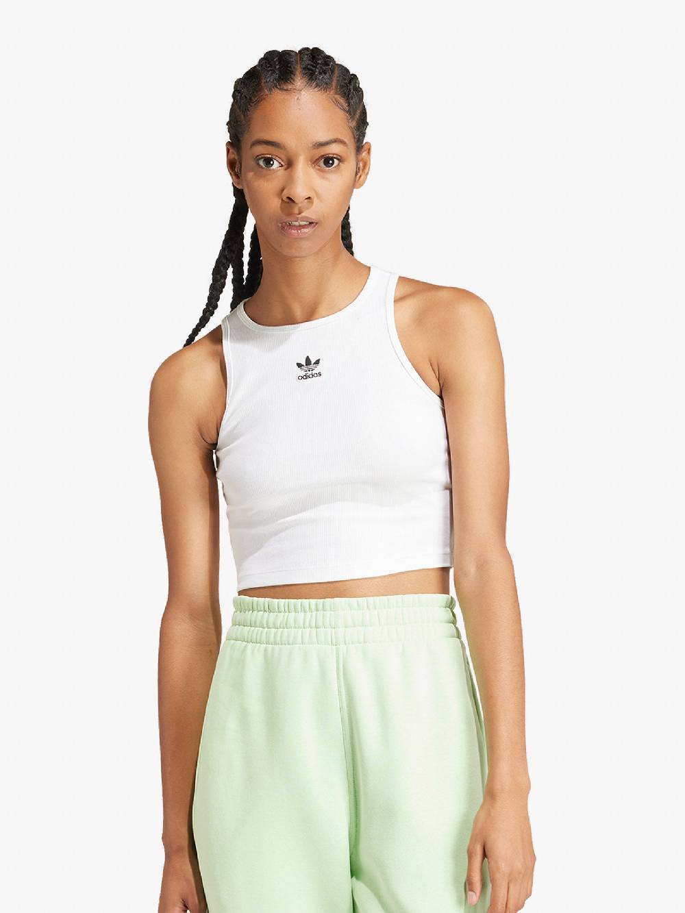 ADIDAS Canotta cropped Essentials Rib IY5920 donna cotone bianco Sconto di tempo limitato