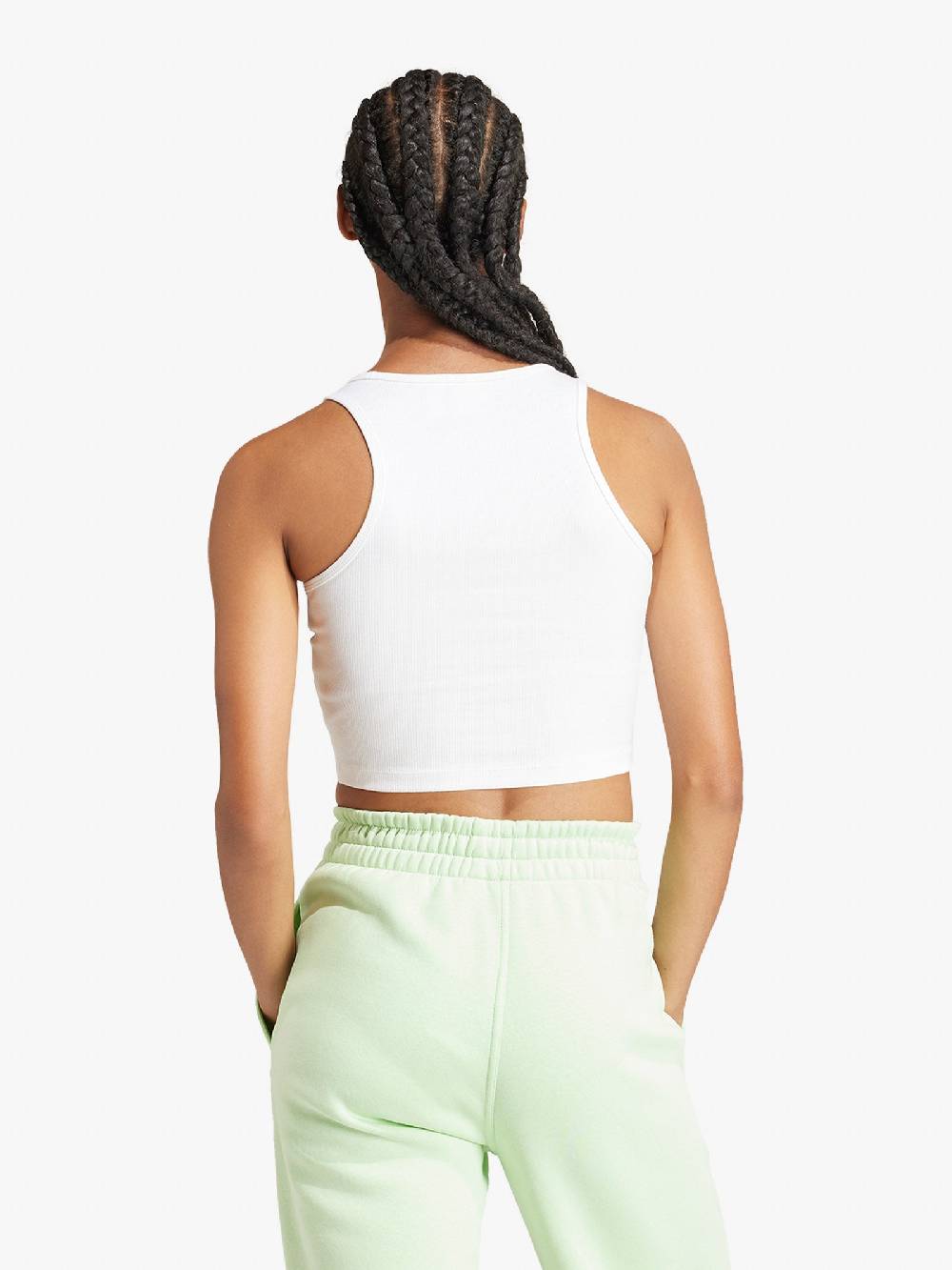 ADIDAS Canotta cropped Essentials Rib IY5920 donna cotone bianco Sconto di tempo limitato