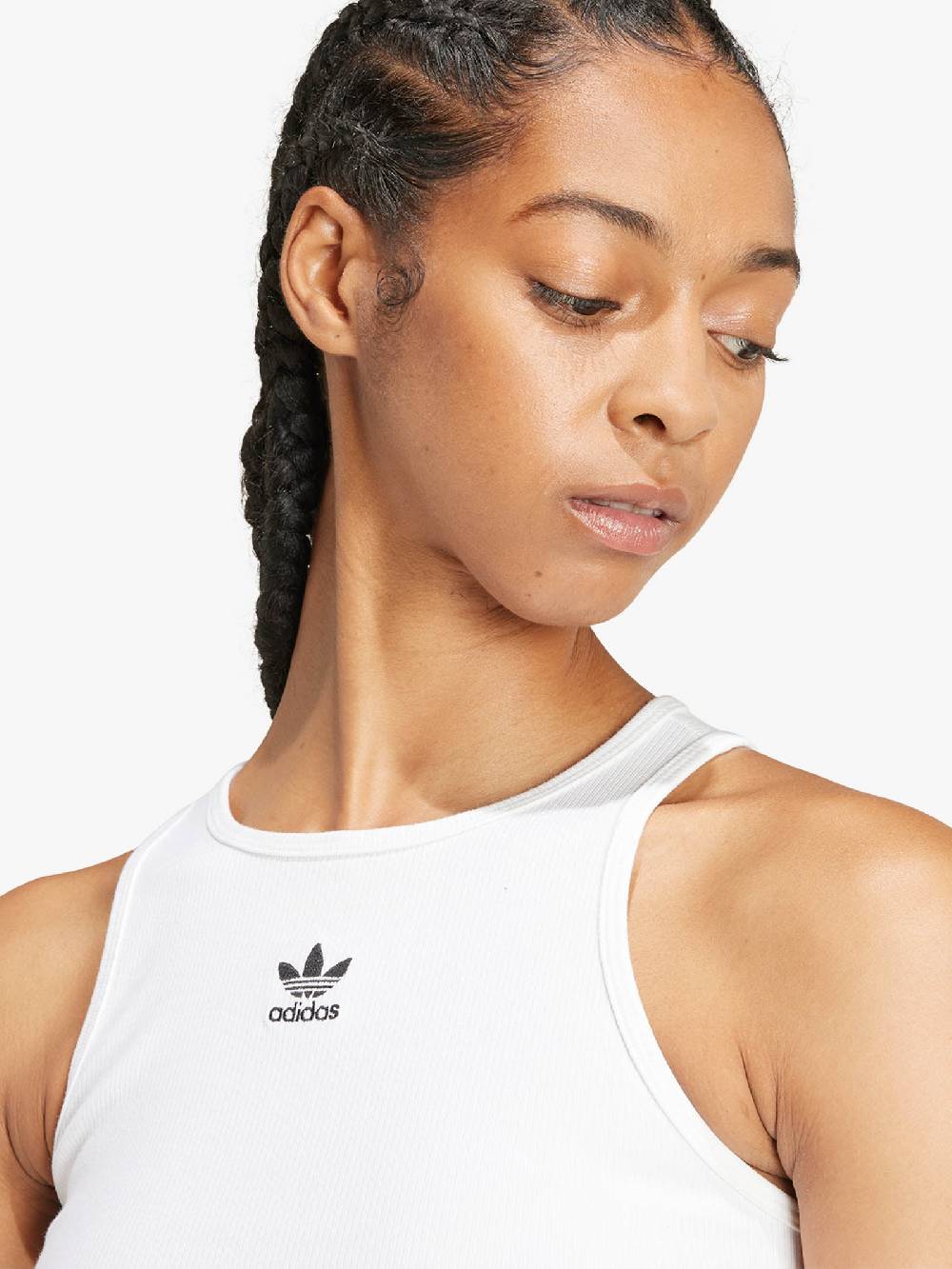 ADIDAS Canotta cropped Essentials Rib IY5920 donna cotone bianco Sconto di tempo limitato