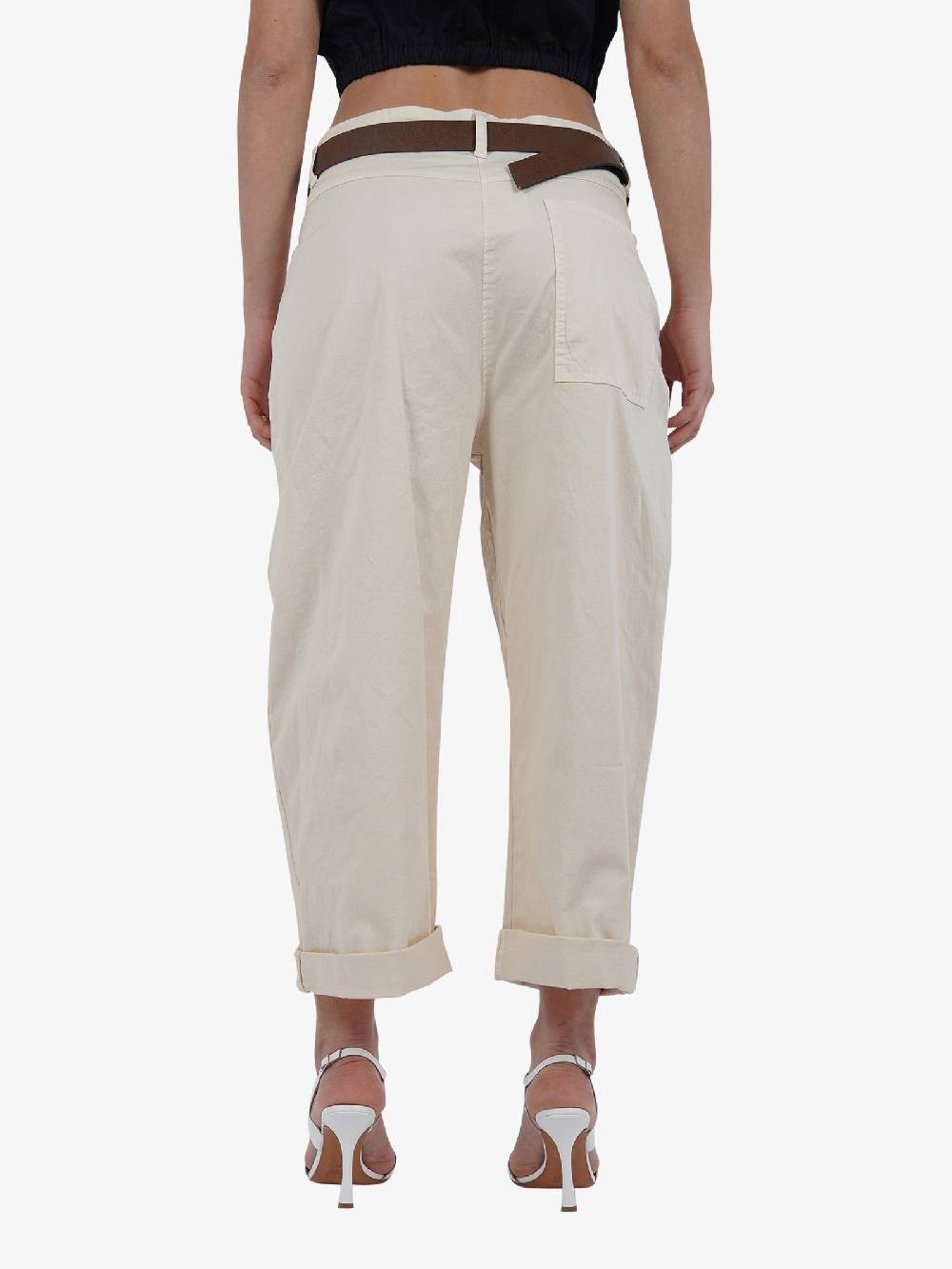 DIXIE Pantalone a gamba larga P773J185 donna cotone panna Offerta esclusiva