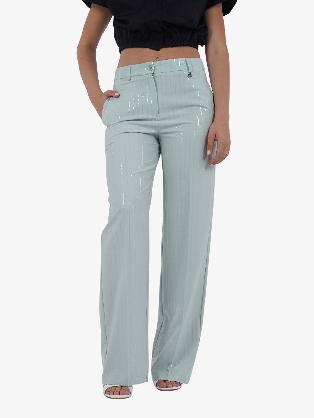 DIXIE Pantalone straight con piega stirata P041J095 donna verde Black Friday