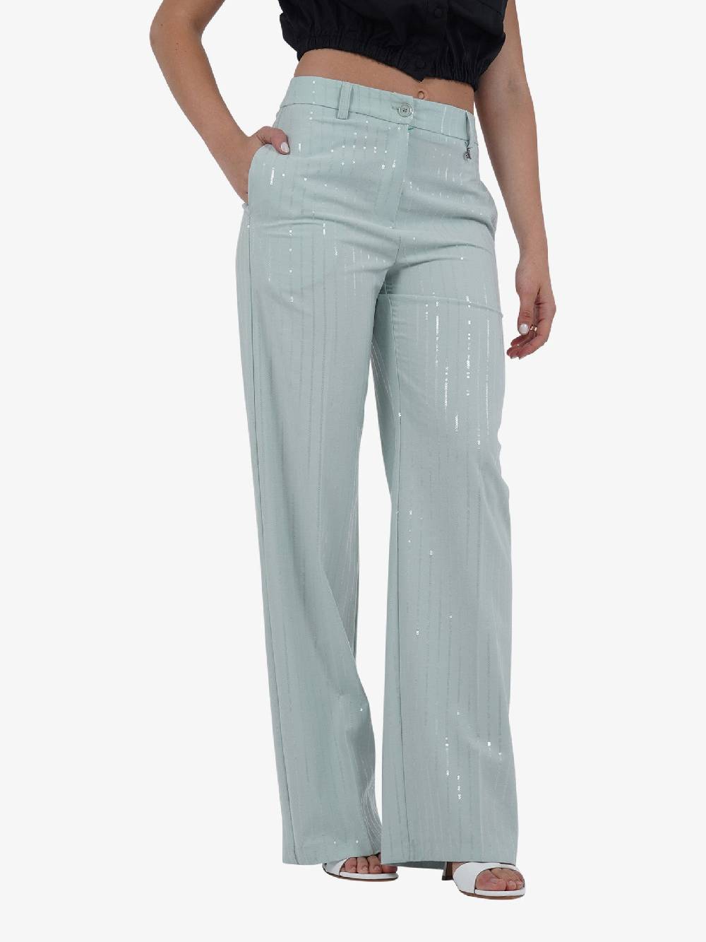 DIXIE Pantalone straight con piega stirata P041J095 donna verde Black Friday