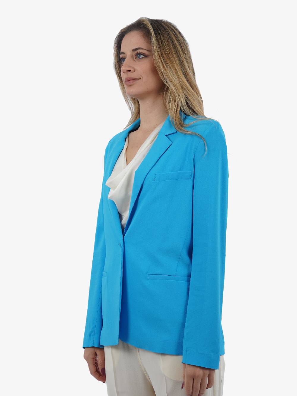 JUCCA Giacca in viscosa monopetto donna azzurra Offerta San Valentino