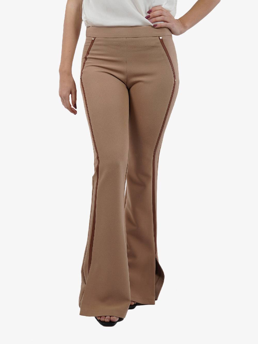SPACE SIMONA CORSELLINI Pantalone flared donna beige Online Outlet