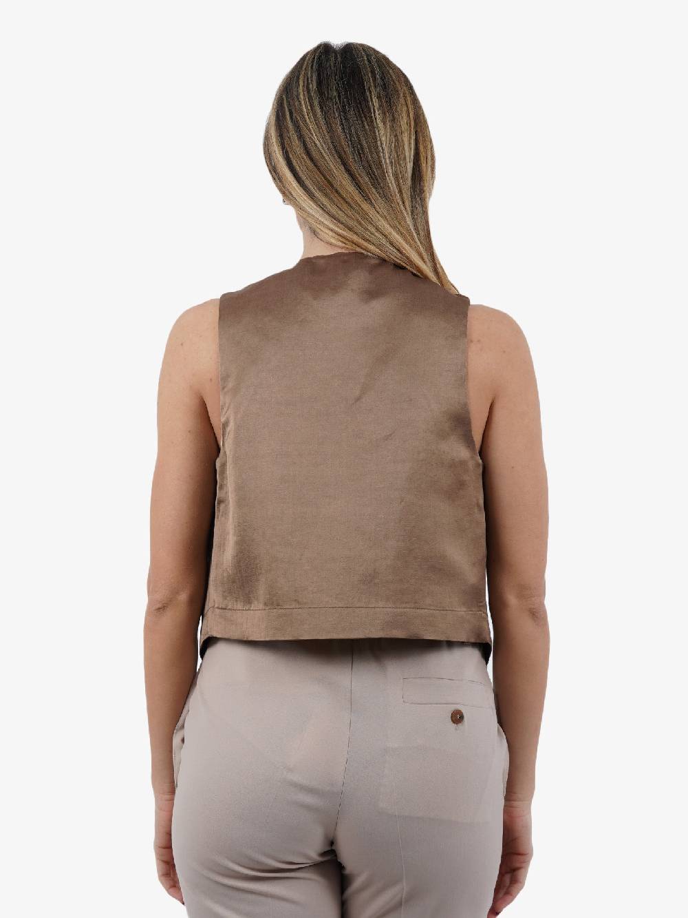 ALYSI Gilet in lino donna marrone Lightning offer